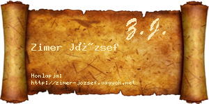 Zimer József névjegykártya